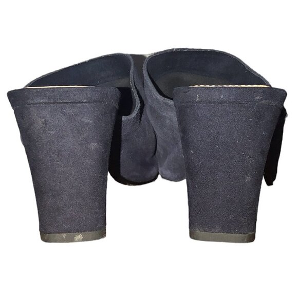 ZARA WOMAN Mule Heels Women's Size 6.5 Blue Square Toe Slip On Faux Suede - Picture 4 of 12